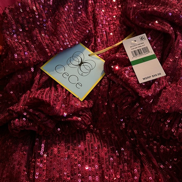 BNWT Pink sequin top 3/4 Sleeve - Picture 2 of 5